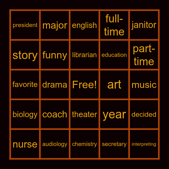 ASL Bingo Card