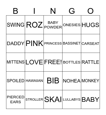 BABY SHOWER BINGO Card