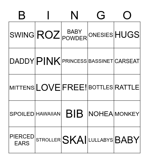 BABY SHOWER BINGO Card