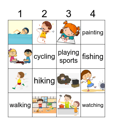 What do you like to do? (Pictures & Words) Bingo Card