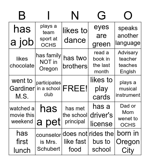 Find a person who / whose Bingo Card