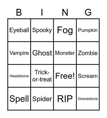 Halloween Bingo Card