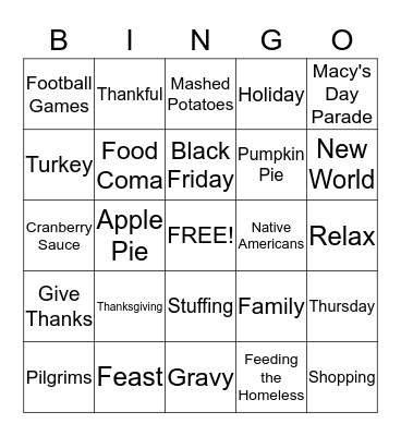 Thanksgiving Day! Bingo Card