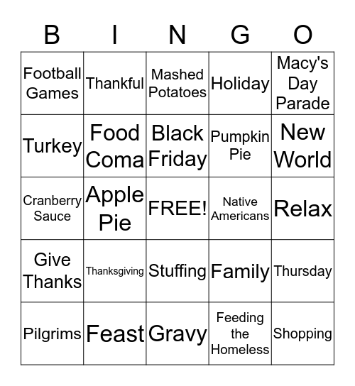 Thanksgiving Day! Bingo Card