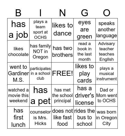 Find a person who / whose Bingo Card