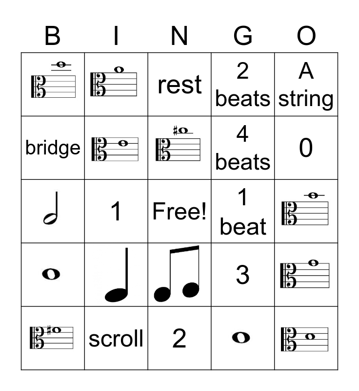 Cello Bingo Card