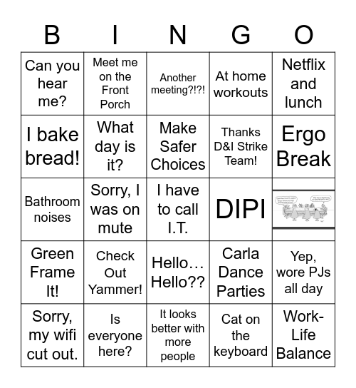 Telecommuting Bingo Card