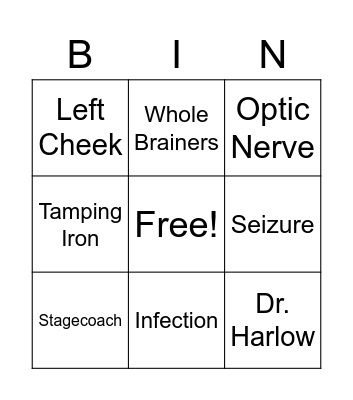 Phineas Gage Bingo Card