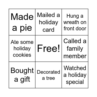 Holiday Bingo Card