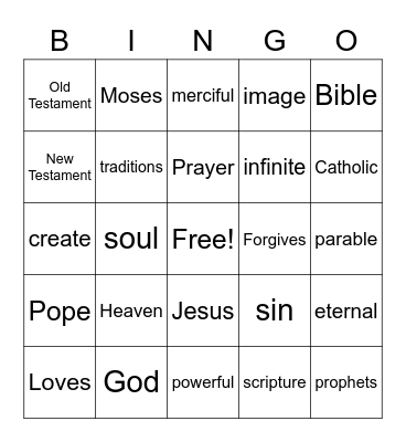 CCD Review Bingo Card