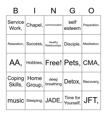 CVRC RECOVERY BINGO Card