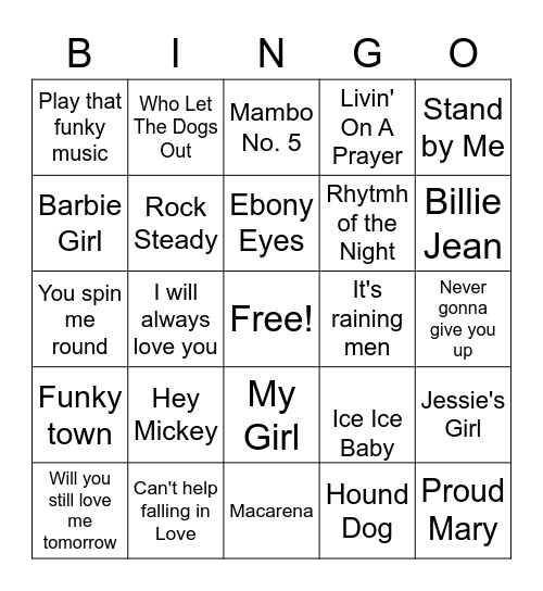 Munster Karaoke Bingo Card