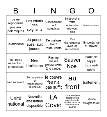 Macron 28/10/202 Bingo Card