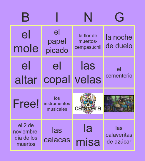 The Day of the Dead Bingo Card