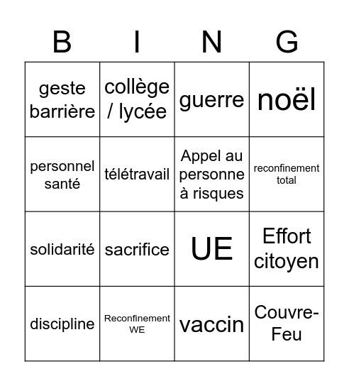 Sard Bingo Card