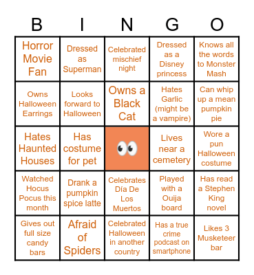 Halloween Bingo Card