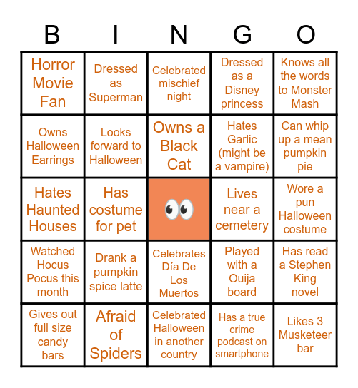 Halloween Bingo Card