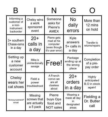 VOI Sales BINGO Card