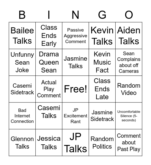 Page to Stage Bingo Card