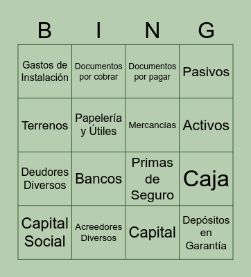 BINGO CONTABILIDAD Bingo Card