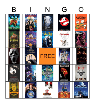 Halloween Movie BINGO Card
