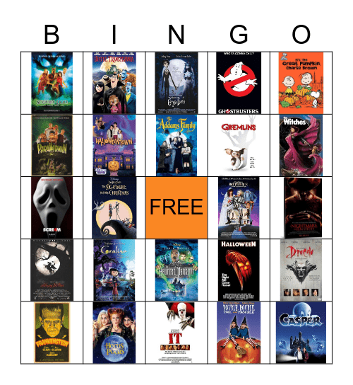 Halloween Movie BINGO Card