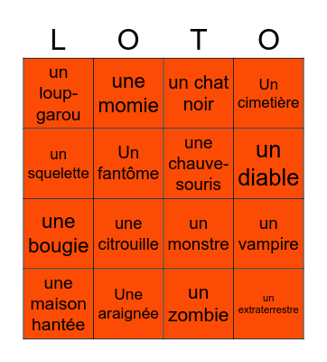 Joyeuse Halloween! Bingo Card