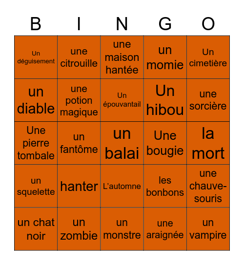 Joyeuse Halloween! Bingo Card