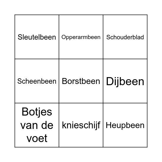Bottenbingo Card