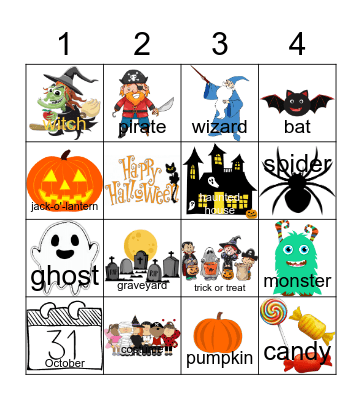 Halloween Bingo - ESL Bingo Card