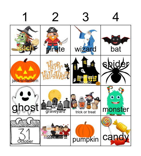 Halloween Bingo - ESL Bingo Card