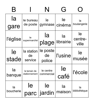 Les Directions Bingo Card