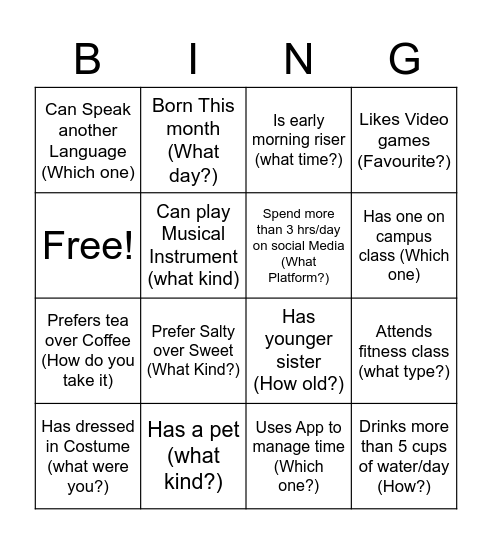 Thriving Bingo Card