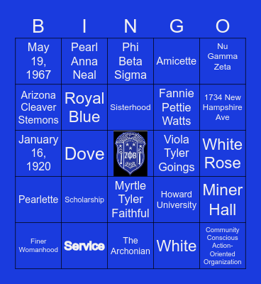 Nu Gamma Zeta Bingo Card