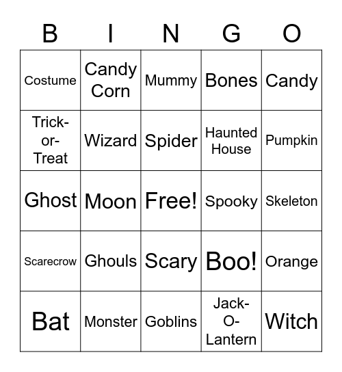 Halloween Bingo! Bingo Card