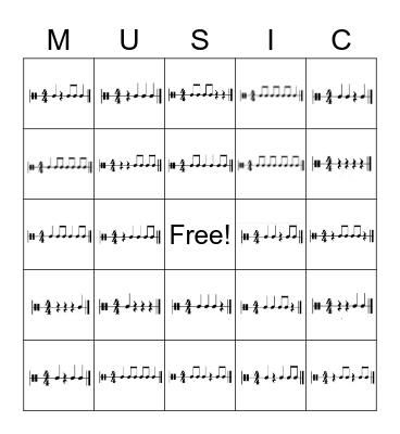 Pirate Chicken Rhythm Bingo Card