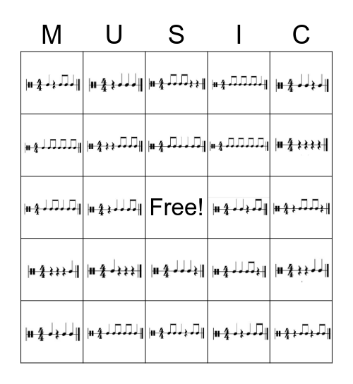 Pirate Chicken Rhythm Bingo Card