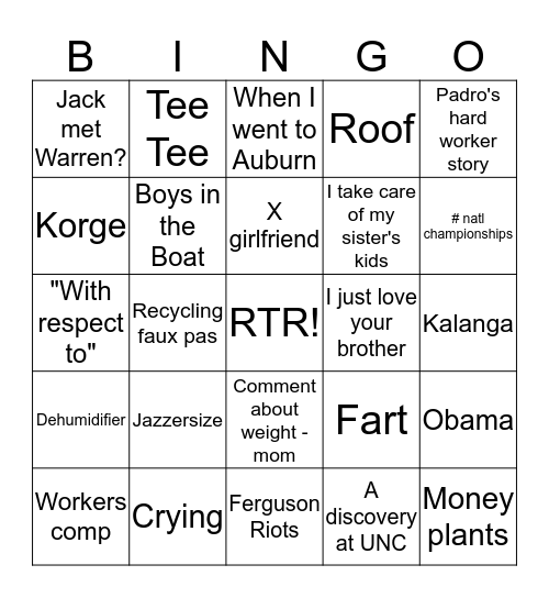 Secret  Bingo Card