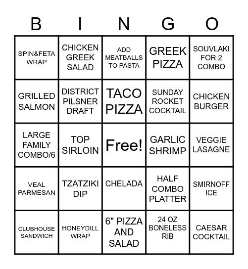 SERVER BINGO Card