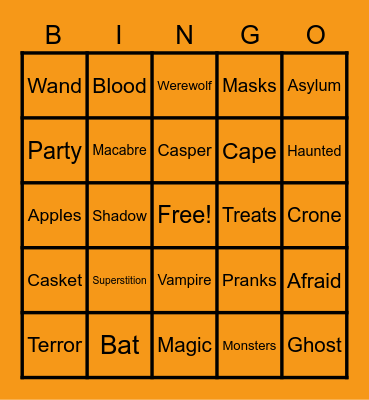 Halloween Bingo Card