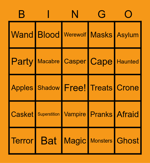 Halloween Bingo Card