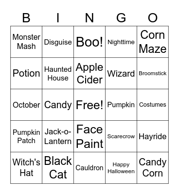 Spooky Bingo Card