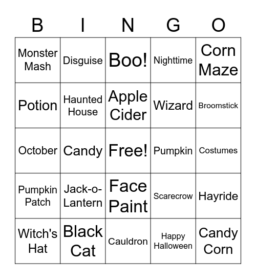 Spooky Bingo Card