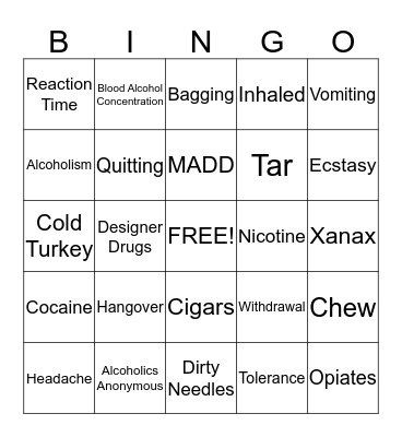 A, T, D Bingo  Bingo Card