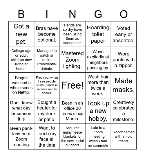 Kenyon Fall VBT Bingo Card