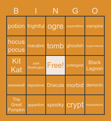 Heeloween Bingo Card