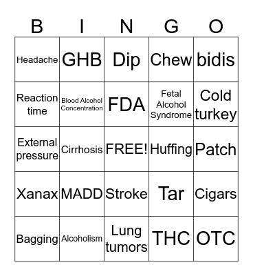 A, T, D Bingo Card