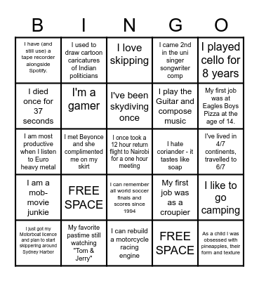 Product Manager Bingo Card