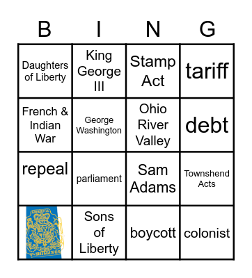 Road to Revolution Bingo Card