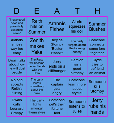 Birthday Pog Bingo Card